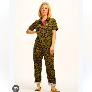 🧡Lucy & Yak Rex Jumpsuit💚 Organic Needlecord Indiana Print New With Tags!